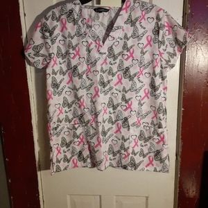 Breast cancer awareness scrub top
